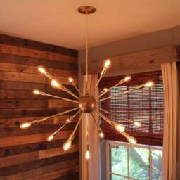 Large Brass Sputnik Vintage Inspired Chandelier With Candelabra 1910 Edison Style Bulbs - thumbnail 3