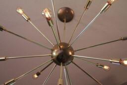 Large Brass Sputnik Vintage Inspired Chandelier With Candelabra 1910 Edison Style Bulbs - thumbnail 1