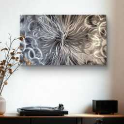 Confussed Nova. Abstract Metal Wall Art, Silver, Grey & Black. Indoor/Outdoor - thumbnail 1