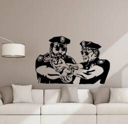 Police Wall Decal Vinyl Sticker Policeman Poster Cop Gift Sign Kids Room Decor Bedroom Playroom Children Officer Art 882 - thumbnail 1