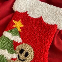Christmas Stocking Punch Needle, Gingerbread Man Stocking, Handmade Decor, Gift, Stockings, Holiday Stockings - thumbnail 2