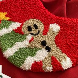 Christmas Stocking Punch Needle, Gingerbread Man Stocking, Handmade Decor, Gift, Stockings, Holiday Stockings - thumbnail 3