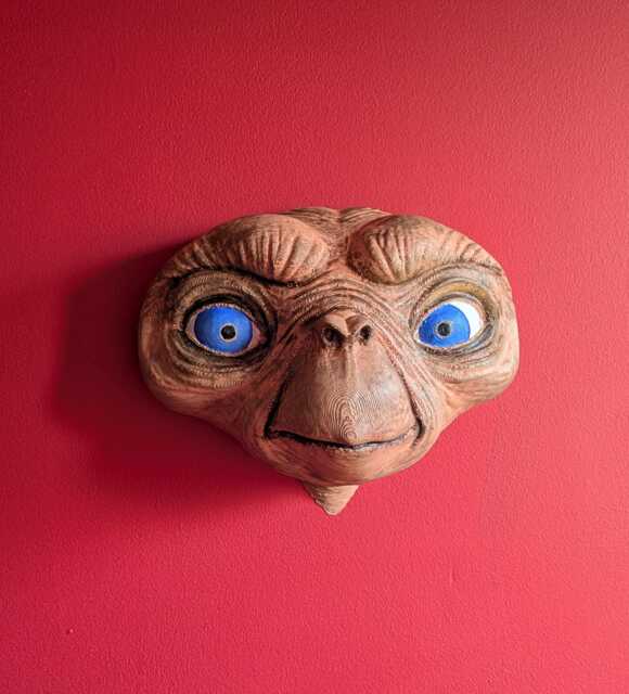 E.t. Inspired Alien Wall Art - Handmade Extra-Terrestrial Face Sculpture Sci-Fi Movie Decor Gift Et - image 1