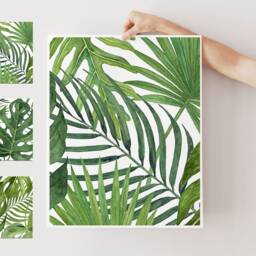 Monstera Leaf Print Set, Tropical Watercolor Wall Art - Prints Or Canvas - thumbnail 3