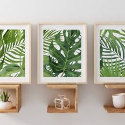 Monstera Leaf Print Set, Tropical Watercolor Wall Art - Prints Or Canvas - thumbnail 2