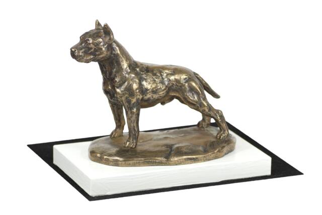 American Staffordshire Terrier, Dog On White Wooden Base Statue, Limited Edition, Artdog - image 1