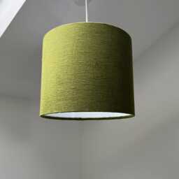 Olive Linen Drum Lampshade Green Textured Ceiling Light - thumbnail 2