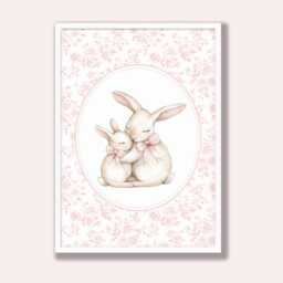 Personalised Girls Nursery Wall Art Set Of 3 Pink Vintage Bunny Prints - thumbnail 3