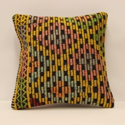 Decorative Pillow 16x16 Turkish Kilim Cover Home Living Design Boho Vintage Rustic Throw Pillov Covers Old Cushion 4Kf-386 - thumbnail 1