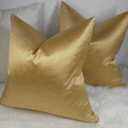 A Set Of 2 Pampas Plain Textured Buttermilk Gold Cushion Cover High Quality Cotton Satin Finish Luxury Modern Sofa Bed Pillow Case - thumbnail 4