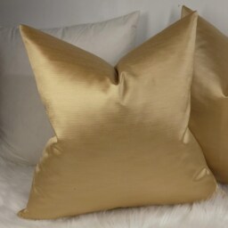 A Set Of 2 Pampas Plain Textured Buttermilk Gold Cushion Cover High Quality Cotton Satin Finish Luxury Modern Sofa Bed Pillow Case - thumbnail 2