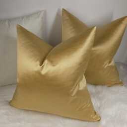 A Set Of 2 Pampas Plain Textured Buttermilk Gold Cushion Cover High Quality Cotton Satin Finish Luxury Modern Sofa Bed Pillow Case