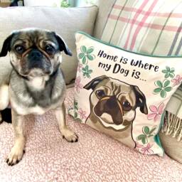 Personalised Floral Dog Mum Cushion Cover, Christmas Gift For Her, Dog Lover Birthday Gift, Mum Illustration Floral Cushion - thumbnail 1