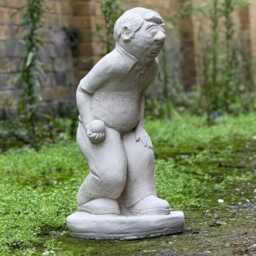 Stone Cricket Player Statue Bowler Sculpture Humorous Man Outdoor Decor Concrete Baseball Grandpa Figurine Ornament - thumbnail 2