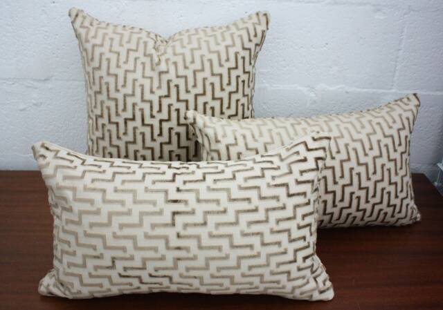 Brentano Cut Velvet Pillow Cover, Zig Zag Design - image 1