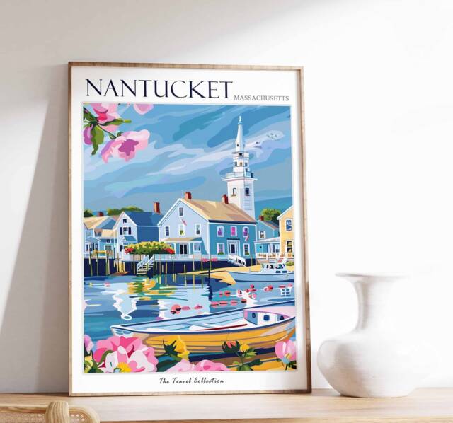 Nantucket Travel Poster Coastal Massachusetts Art Print - image 1