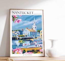 Nantucket Travel Poster Coastal Massachusetts Art Print - thumbnail 1