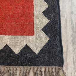 Bespoke Handwoven Wool Flatweave Kilim Rug - Tribal Geometric Carpet For Living Room & Bedroom - thumbnail 3