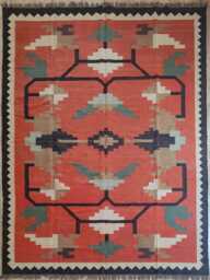 Bespoke Handwoven Wool Flatweave Kilim Rug - Tribal Geometric Carpet For Living Room & Bedroom