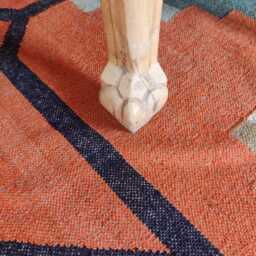 Bespoke Handwoven Wool Flatweave Kilim Rug - Tribal Geometric Carpet For Living Room & Bedroom - thumbnail 4