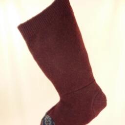 Christmas Stocking Wool/ Felted Repurposed Eddie Bauer Winter Sweater Plum Burgundy Green Mauve Recycled Upcycled 422 - thumbnail 3