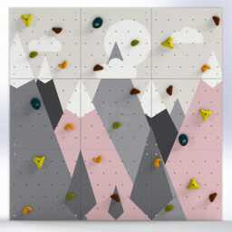 Kids Climbing Wall - Rock Indoor Play For Room - Pink Mountains Design, Custom Made, Holds Included - thumbnail 2