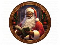 Black Santa Christmas Sign, Black Santa Xmas Wreath Merry Christmas Sign Uk, African American - thumbnail 1