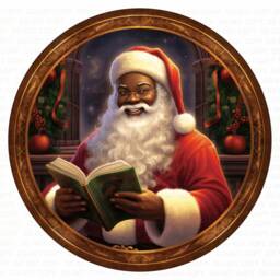 Black Santa Christmas Sign, Black Santa Xmas Wreath Merry Christmas Sign Uk, African American - thumbnail 2