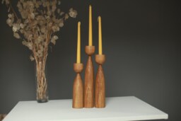 Handmade Wooden Candlestick Set Scandinavian Rustic Home Decor