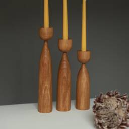 Handmade Wooden Candlestick Set Scandinavian Rustic Home Decor - thumbnail 2