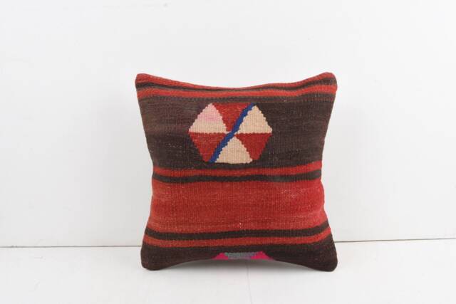 Handwoven Kilim Pillow Cover Bohemian Home Decor - 16x16 - image 1