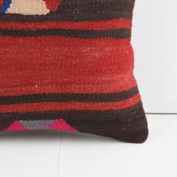 Handwoven Kilim Pillow Cover Bohemian Home Decor - 16x16 - thumbnail 3