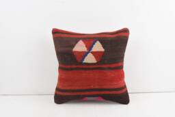 Handwoven Kilim Pillow Cover Bohemian Home Decor - 16x16 - thumbnail 1