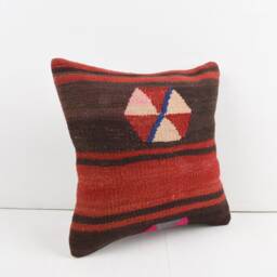 Handwoven Kilim Pillow Cover Bohemian Home Decor - 16x16 - thumbnail 2