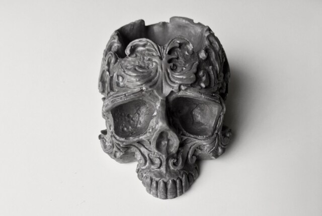 Handmade Small Grey Skull Tealight Holder, Ornament, Gothic Home Decor, Skull, Halloween Decor - image 1