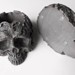 Handmade Small Grey Skull Tealight Holder, Ornament, Gothic Home Decor, Skull, Halloween Decor - thumbnail 3