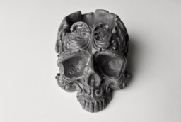 Handmade Small Grey Skull Tealight Holder, Ornament, Gothic Home Decor, Skull, Halloween Decor - thumbnail 1