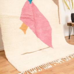 Pink Moroccan Rug, Handmade Beniourain Rug 5x8 Ft - thumbnail 3