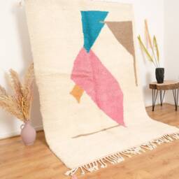 Pink Moroccan Rug, Handmade Beniourain Rug 5x8 Ft - thumbnail 2