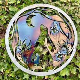 Moon Gazing Hare Metal Wall Art Celtic Garden Plaque - 40cm & 60cm - thumbnail 3