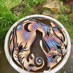 Moon Gazing Hare Metal Wall Art Celtic Garden Plaque - 40cm & 60cm - thumbnail 2