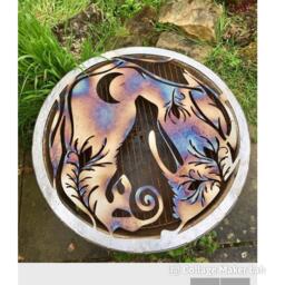 Moon Gazing Hare Metal Wall Art Celtic Garden Plaque - 40cm & 60cm - thumbnail 1