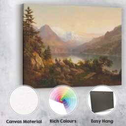 Majestic Mountain Lake Panorama Alpine Landscape Sunset Canvas Wall Art Print Decor Picture Ready To Hang - thumbnail 2