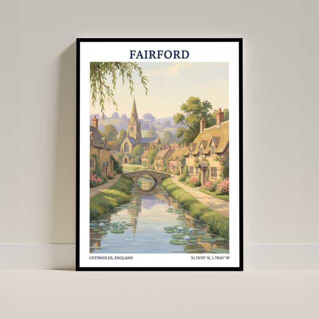 Fairford Cotswold Village Print - English Countryside Landscape Art - image 1
