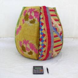 Handmade Floral Cotton Bean Bag Chair Embroidered Bohemian Pouf - Cover Only - thumbnail 3