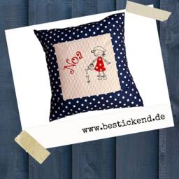 Embroidered Cushion G??rtnerin + Name //Marine - Nature// 40x40 Cover Gift Cuddly Cuddle Name - thumbnail 3