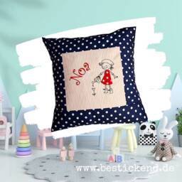Embroidered Cushion G??rtnerin + Name //Marine - Nature// 40x40 Cover Gift Cuddly Cuddle Name - thumbnail 4