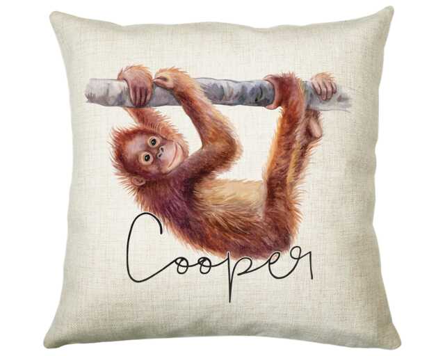 Personalised Monkey Cushion Gift Printed Name Design - Throw Pillow For Mum Dad Friend Bedroom Birthday Christmas Cs066 - image 1