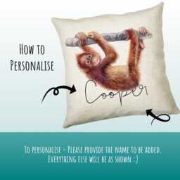 Personalised Monkey Cushion Gift Printed Name Design - Throw Pillow For Mum Dad Friend Bedroom Birthday Christmas Cs066 - thumbnail 3