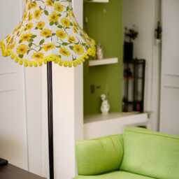 Yellow Sunflower Lampshade With A Pom Trim Handmade For Ceiling Lights, Table & Floor Standard Lamp Shades - thumbnail 3
